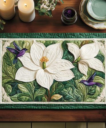 Petal Serenity Floral Quilted Placemat — Soft Botanical Table Mat for Calm, Cozy Dining & Surface Protection, Easy-Care Fabric