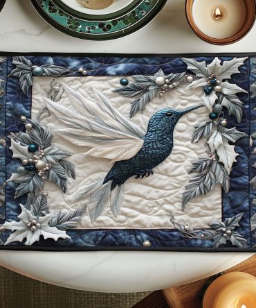 Petal Song Quilted Placemat — Delicate Floral Quilt Table Mat, Soft Padded Surface, Durable & Machine-Washable for Home Dining and Entertaining