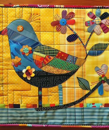 Petals & Wings Quilted Placemat — Elegant Floral & Bird Table Decor, Durable Cushioning, Machine-Washable, Ideal for Dining & Gifts