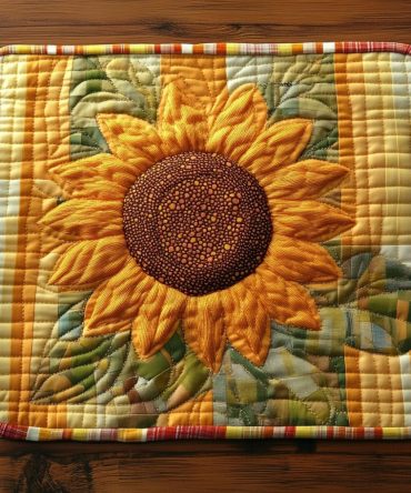 Petals of Sunshine Quilted Table Placemat — Bright Floral Dining Protector, Sunny Kitchen Decor & Soft Quilted Texture for Everyday Use