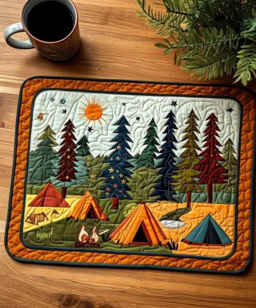 Pine Grove Quilted Placemat — Evergreen Table Decor for Rustic & Modern Kitchens, Durable Quilted Protection for Dining Tables, Easy Care