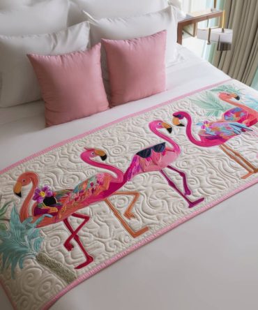 Blush Pink Quilted Bed Runner - Modern Pink Bed Scarf With Soft Texture, Luxurious Cotton Layer For Queen & King Beds