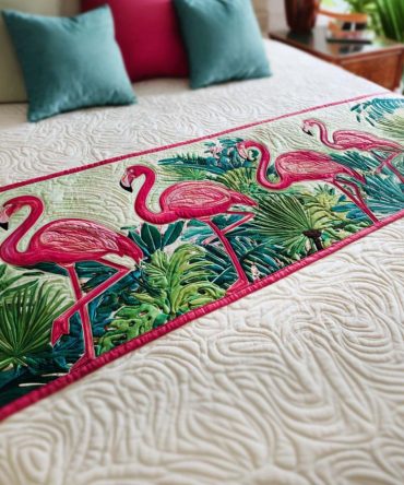 Blush Pink Quilted Bed Runner — Soft Pink Parade Bed Scarf For Romantic Bedroom Styling, Lightweight Decorative Throw