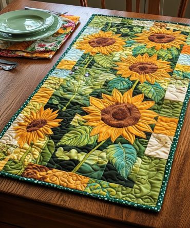 Bright Sunflower Quilted Placemat for Kitchen & Dining — Durable Heat-Resistant Table Mat, Machine-Washable, Farmhouse Charm