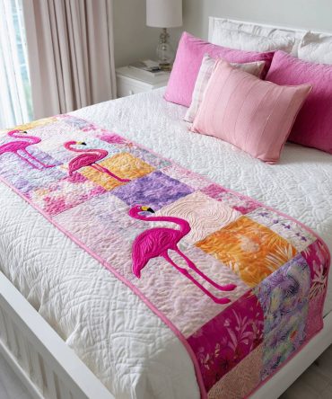 Blush Bloom Quilted Bed Runner — Soft Pink Decorative Bed Scarf For Queen & King Beds, Reversible Cotton-Blend, Easy-Care Accent