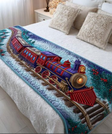 Polar Steam Quilted Bed Runner — Elegant Winter Bedroom Accent For Christmas Displays & Cozy Guest Suites