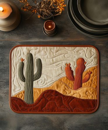 Prickly Charm Quilted Placemat — Fun Cactus Table Accent, Durable Quilting & Easy-Care Protection for Casual Dining and Gifts