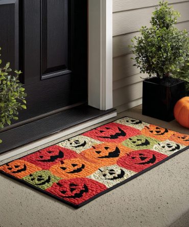 Pumpkin Crawl Halloween Doormat — Pumpkin Patch Mat With Vines & Pumpkins, Outdoor/Indoor, Durable Coir, Non-Slip Seasonal Decor