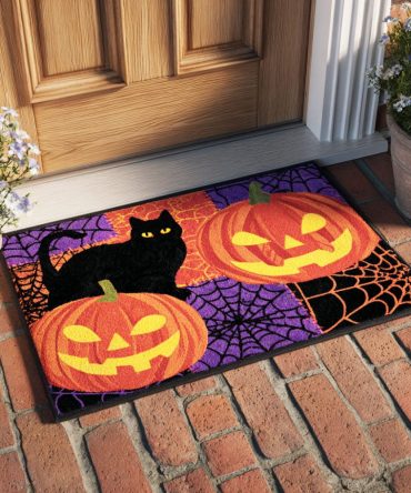 Pumpkin Guardian Welcome Mat — Festive Halloween & Fall Doormat, Heavy-Duty Coir For Porch, Patio, And Indoor Entrances