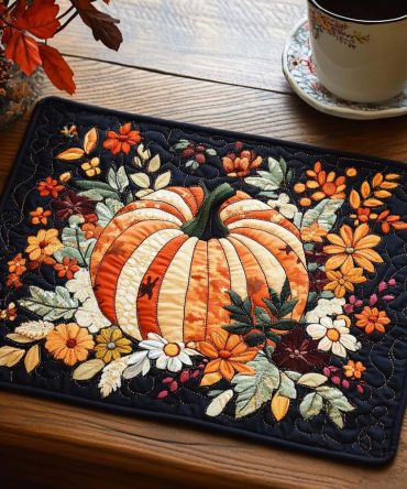 Autumn Pumpkin Patch Quilted Placemat — Harvest Table Accent, Insulated & Machine-Washable For Fall Gatherings, Thanksgiving-Ready Style