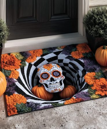 Pumpkin Pit Autumn Doormat - Festive Orange Coir Welcome Mat, Durable Weather-Resistant Entrance Rug With Anti-Slip Backing For Fall