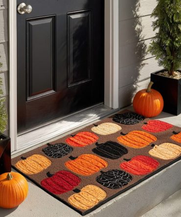 Pumpkin Shadows Fall Doormat – Premium Coir Pumpkin Porch Mat, Autumn Front Door Rug, Weather-Resistant Outdoor/Indoor Non-Slip Welcome Mat