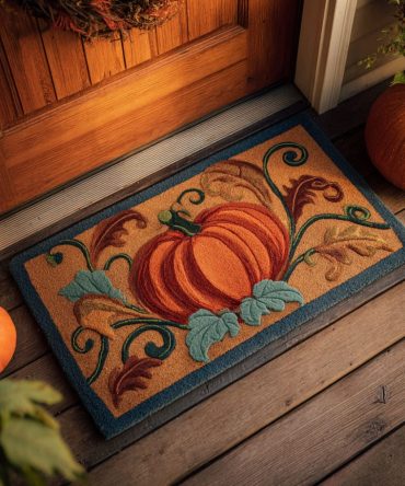 Pumpkin Vibe Entry Mat — Trendy Autumn Welcome Doormat, Durable Outdoor Design With Non-Skid Backing, Perfect For Seasonal Decor