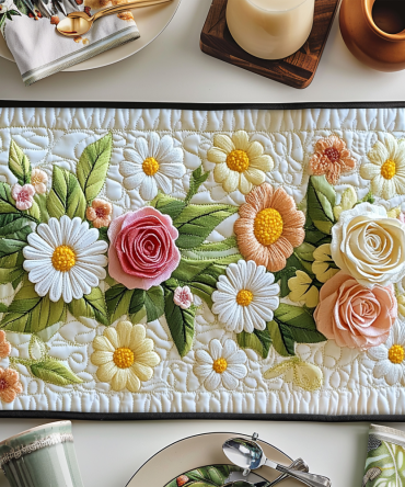 Garden Breeze Quilted Table Placemat — Fresh Floral & Leaf Cotton Mat for Casual Dining, Patio Meals & Charming Kitchen Decor
