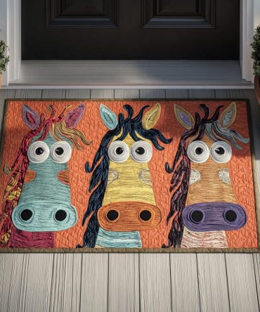 Quirky Ride Entrance Mat - Playful Bicycle & Rider Graphic Outdoor/Indoor Doormat, Durable, Easy-Clean & Non-Slip Backing For Fun Porches