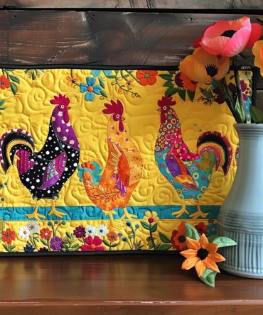 Colorful Rooster Quilted Placemat For Farmhouse Tables — Durable Cotton Table Mat, Machine Washable, Rustic Kitchen Décor & Gift