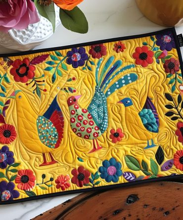 Radiant Garden Quilted Placemat — Lush Botanical Table Accent, Durable Cotton-Blend, Machine-Washable & Heat-Resistant for Everyday Dining