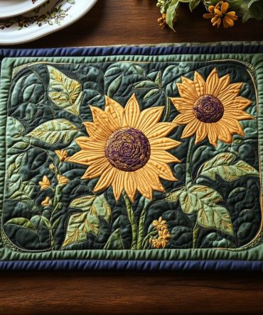 Radiant Petals Quilted Placemat — Vibrant Floral Dining Pad, Reversible, Heat-Resistant Quilted Design, Soft Cotton-Blend, Machine-Washable & Fade-Resistant