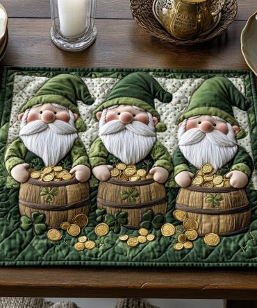 Rainbow Gold Quilted Placemat — Multicolor Metallic Table Accent for Festive Dining, Reversible, Durable Cotton-Blend, Stain-Resistant & Washable