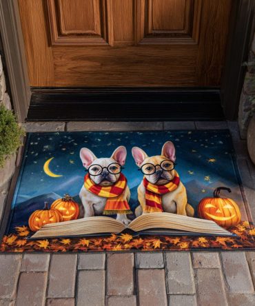 Reading Frenchie Welcome Mat — French Bulldog Doormat For Cozy Home Entry, Living Room & Porch , Durable, Non-Slip, Cute Dog Décor