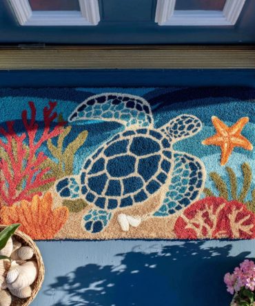 Reef Dweller Ocean Doormat — Marine Life Welcome Mat With Coral & Fish Design, Durable Outdoor Entry Rug For Coastal Homes & Beachfront Doors