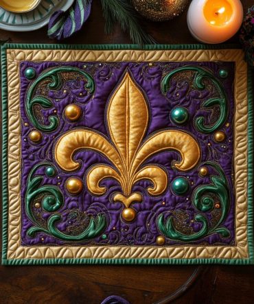 Revelry Royale Quilted Place Mat - Festive Baroque-Inspired Dining Mat for Luxe Table Settings & Celebrations