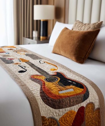 Rhythm Soul Quilted Bed Runner — Stylish Patterned Bed Scarf With Contemporary Quilting, Durable Cotton-Blend Accent For Modern Homes