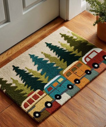 Road Trip Welcome Mat - Scenic Highway Doormat For Travelers, Durable Outdoor Non-Slip Porch Rug, Fun Camper & Adventure Entrance Decor