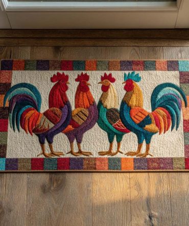 Rooster Parade Entry Mat — Bold Farmhouse Welcome Doormat, Heavy-Duty Weatherproof Surface & Anti-Slip Backing For Porch And Doorway