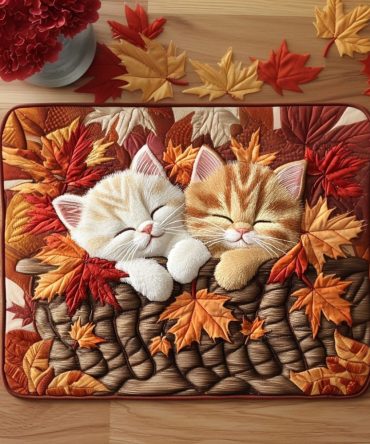 Rustic Cat Path Quilted Placemat — Charming Farmhouse Cat Design, Durable Cotton, Spill-Resistant, Perfect Gift For Cat Lovers