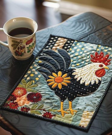 Rustic Rooster Quilted Placemat — Classic Country Chicken Table Accent, Durable Cotton Quilting for Farmhouse Kitchens