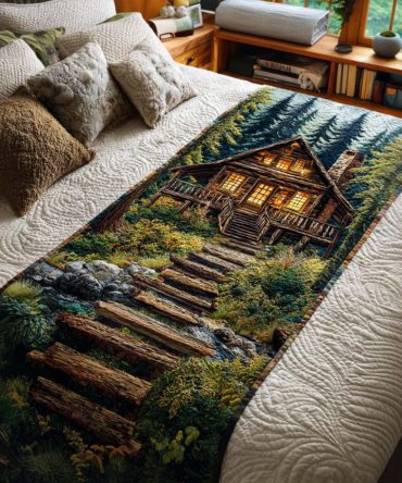 Rustic Trail Quilted Bed Runner - Cabin & Lodge Footboard Accent With Heritage Patchwork Pattern, Soft Cotton-Blend For Country Bedrooms