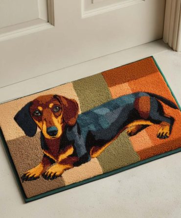 Rustic Dachshund Welcome Mat — Vintage-Style Wiener Dog Doormat, Durable Coir Front Door Rug With Weather-Resistant Backing