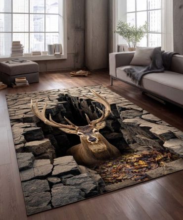 Rustic Deer Accent Rug For Cabin & Living Room — Soft Low-Pile Wildlife Area Rug With Durable, Non-Slip Backing, Multiple Sizes