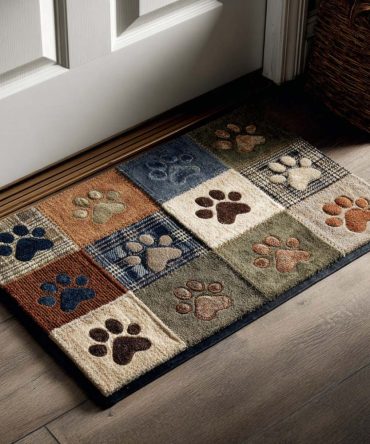 Rustic Paws Entry Mat — Charming Paw-Print Welcome Rug For Pet-Friendly Homes, Durable Dirt-Scraping Surface & Non-Slip Backing