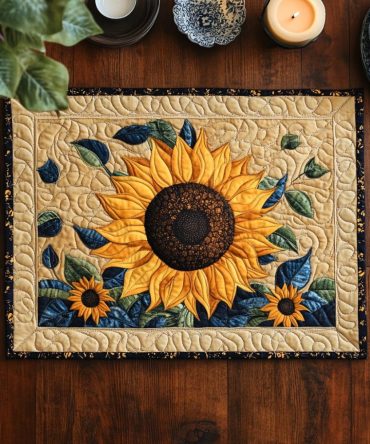 Handmade Sunburst Quilted Placemat for Cozy Tables — Premium Cotton, Heat-Resistant, Machine-Washable Accent Mat for Rustic Dining