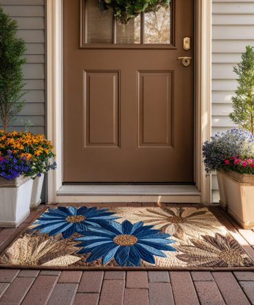 Rustic Sunflower Doormat — Farmhouse Welcome Mat With Bold Sunflower Print, Heavy-Duty Coir For Porch, Patio & Indoor Entrances