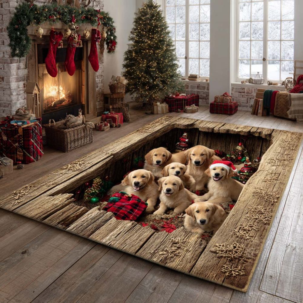 Golden Retriever Holiday Rug — Heartwarming Christmas Dog Area Mat, Soft Non-Slip Accent For Pet-Friendly Living Rooms & Gifts - Image 4
