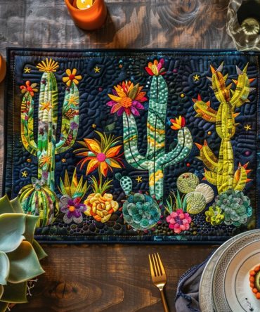 Saguaro Dream Quilted Placemat — Desert-Inspired Table Accent, Handcrafted Quilting & Easy-Care Protection for Southwestern Decor