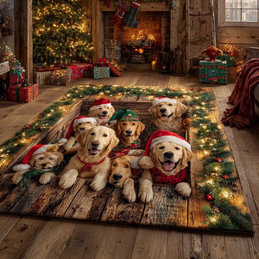 Golden Retriever Holiday Rug — Heartwarming Christmas Dog Area Mat, Soft Non-Slip Accent For Pet-Friendly Living Rooms & Gifts - Image 5