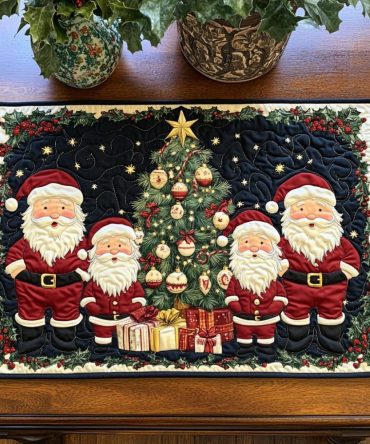 Santa Holiday Magic Quilted Placemat — Cheerful Christmas Table Mat with Santa Print, Insulated & Machine Washable Festive Decor