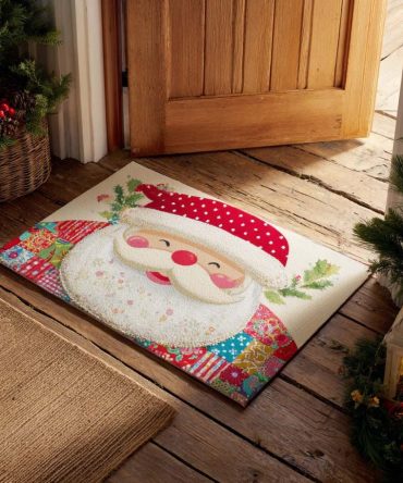 Festive Santa Patchwork Doormat — Holiday Welcome Mat With Cheerful Seasonal Design, Durable Weatherproof Surface & Non-Slip Backing