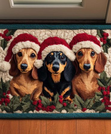 Santa Pups Holiday Doormat – Festive Puppy Coir Welcome Rug, Christmas Front Door Mat For Porch, Durable Outdoor/Indoor Non-Slip Seasonal Mat