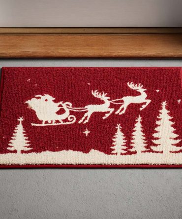 Festive Santa Sleigh Front Door Welcome Mat — Heavy-Duty Outdoor Christmas Doormat, Weatherproof Non-Slip Porch Rug, Holiday Gift Ready