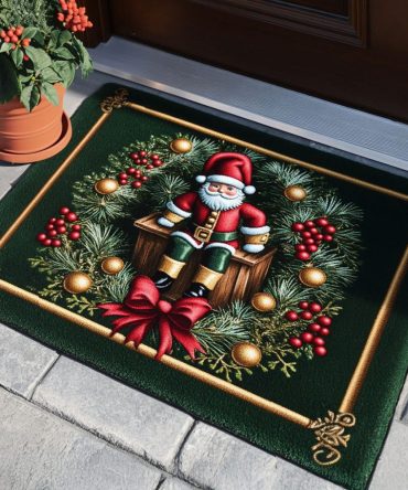 Santa'S Welcome Holiday Doormat - Cheerful Coir Front Door Mat, Weather-Resistant Seasonal Rug To Greet Guests With Festive Christmas Spirit