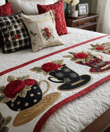Scarlet Infusion Quilted Bed Scarf — Bold Red Decorative Runner For Dramatic Bedroom Styling, Plush Quilting, Accent Throw For Luxe Interiors