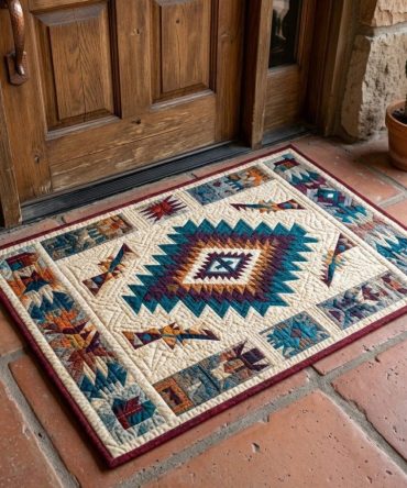 Sedona Geo Pattern Doormat — Southwestern Geometric Outdoor/Indoor Welcome Mat, Durable Weather-Resistant Design, Non-Slip Backing For Stylish Entryways