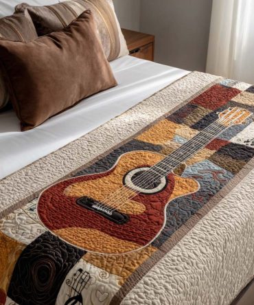 Serene Strings Quilted Bed Runner — Calm Neutral Bed Scarf With Subtle Texture, Cotton-Blend Accent For Tranquil Bedrooms