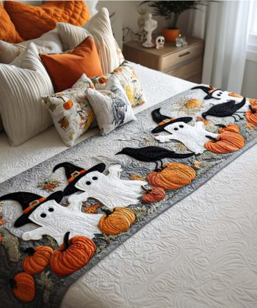 Shadow Glow Quilted Bed Runner - Modern Ombre Accent Scarf, Lightweight Reversible Bed Runner For Contemporary Bedroom Styling