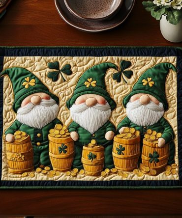 Shamrock Glow Quilted Placemat — St. Patrick’s Day Table Mat, Festive Clover Design, Durable Cotton & Easy-Care Holiday Accent